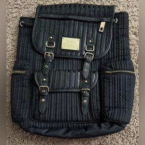 Juicy Couture Black Sequin Gold Buckles Zipoers Backpack Pink Satin Lining